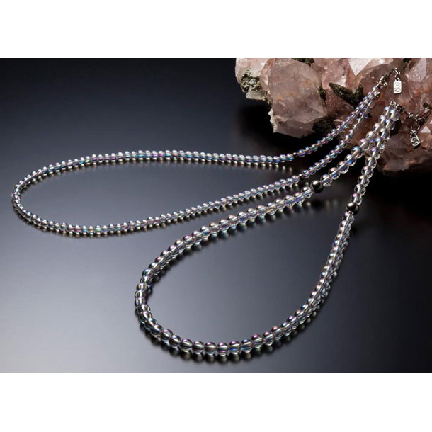 チタン水晶ネックレス(+5cmアジャスター)【PHITEN】ファイテンボディケアグッズ(AQ814051)