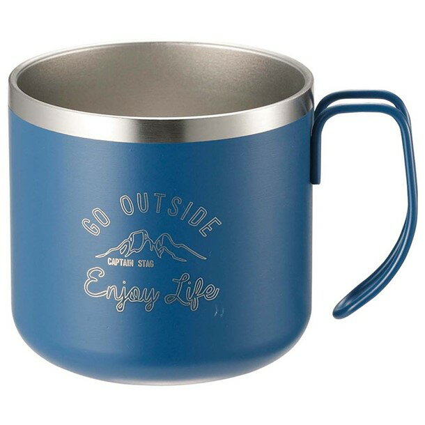 ダブルステンレスマグカップ350(ブルー【captainstag】キャプテンスタッグアウトドア食器(ue3433)