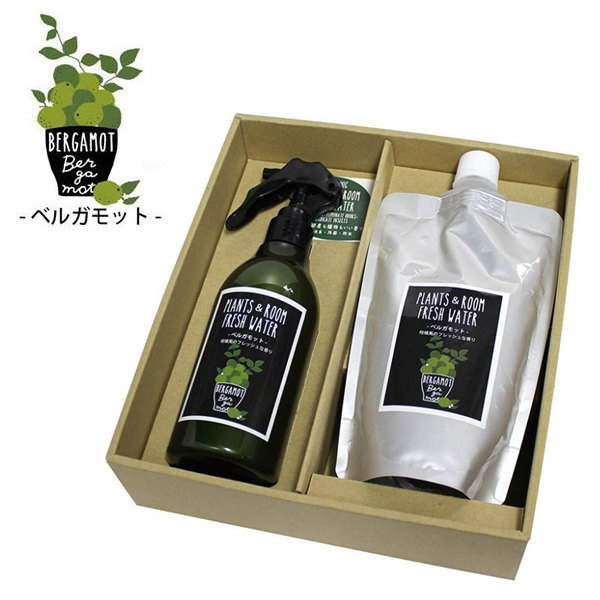 [即出荷][ベルガモット] スプレー オーガニック YKLG5120D-SET PLANTS＆ROOM FRESHWATER アロマ 天然消臭除菌スプレー&詰替ギフトセット SPICE スパイス 消臭 除菌 檜 桧 虫除け 抗菌 アルコールフリー ベビー ルームフレグランス 【ネコポス便不可】【あす楽対応】