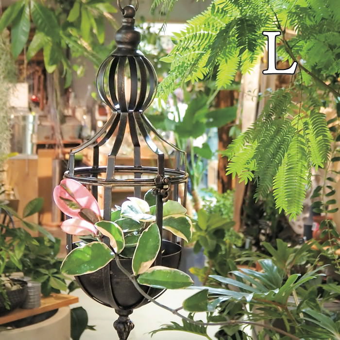 [ハングフラワーランタンL 6552 村田屋産業] ガーデンオーナメント インテリア 雑貨 アイアン プラント..