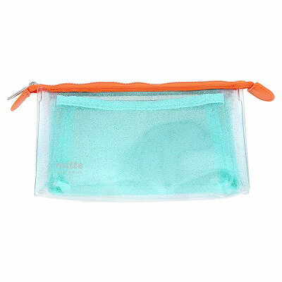 ラメクリアポーチ mitte メッシュ マチ スカイブルー×オレンジ S2331306 サンスター文具 sunstar お買い物マラソン お買い得商品