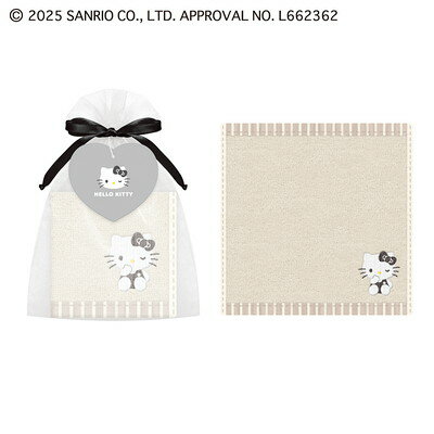 ハローキティ モノクロ 巾着入り タオル サンリオキャラクターズ ギフト プレゼント 誕生日 お礼 228651 カミオジャパン kamiojapan