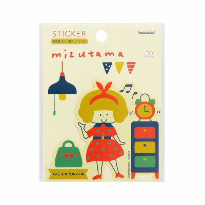 mizutama みずたまさん シール ダイカット ステッカー レトロ柄 S8586250 サンスター文具のサムネイル