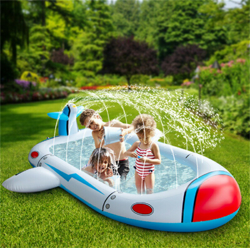 噴水マット 大きい プール 180cm 噴水池 水遊び 噴水 おもちゃ 可愛い 子供用 飛行機 噴水プール ウォーター アウトドア スプリンクラー プレイマット...