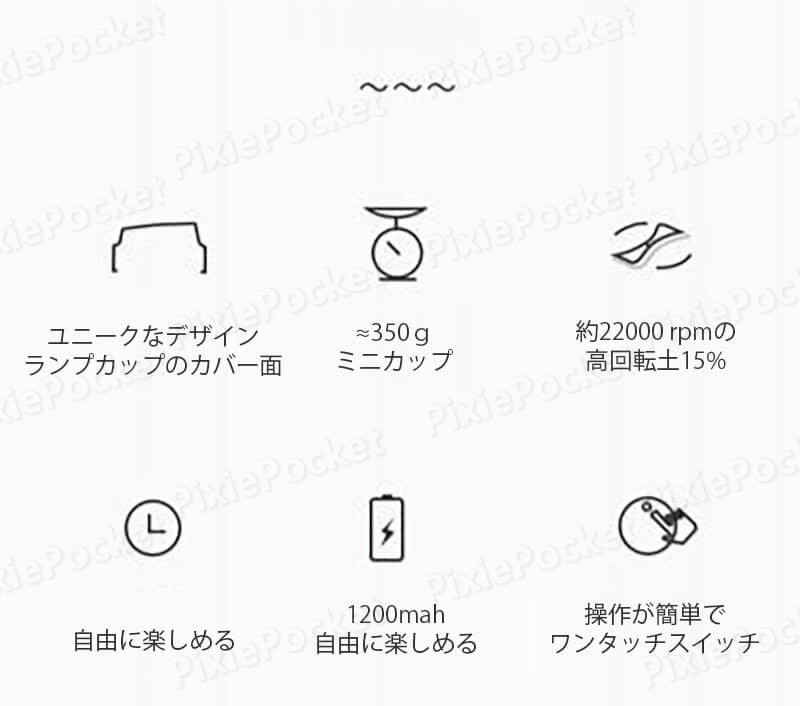 お買い物マラソン【P5倍】携帯用ジューサー コンパクトな携帯ジューサー ミキサー ブレンダー ジューサー 300ML容量 コードレス ミニブレンダー ミニミキサー ブレンダー ジューサー コードレス ミニブレンダー pixiepocket-10016745 PixiePocket サンプル画像2