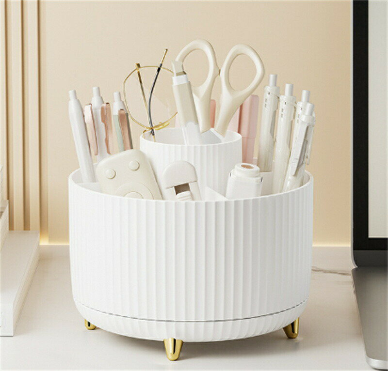 デスクトップ文具収納ボックス 大容量 化粧ブラシ棚 円形360°回転可能 ペン立て 化粧道具収納 オフィスツール収納 小物 収納 多機能 卓上収納 机上用 事務用品 耐久性 文房具 寝室収納 多種類卓上型 収納用品 ファッション きれい 5色から選択可能