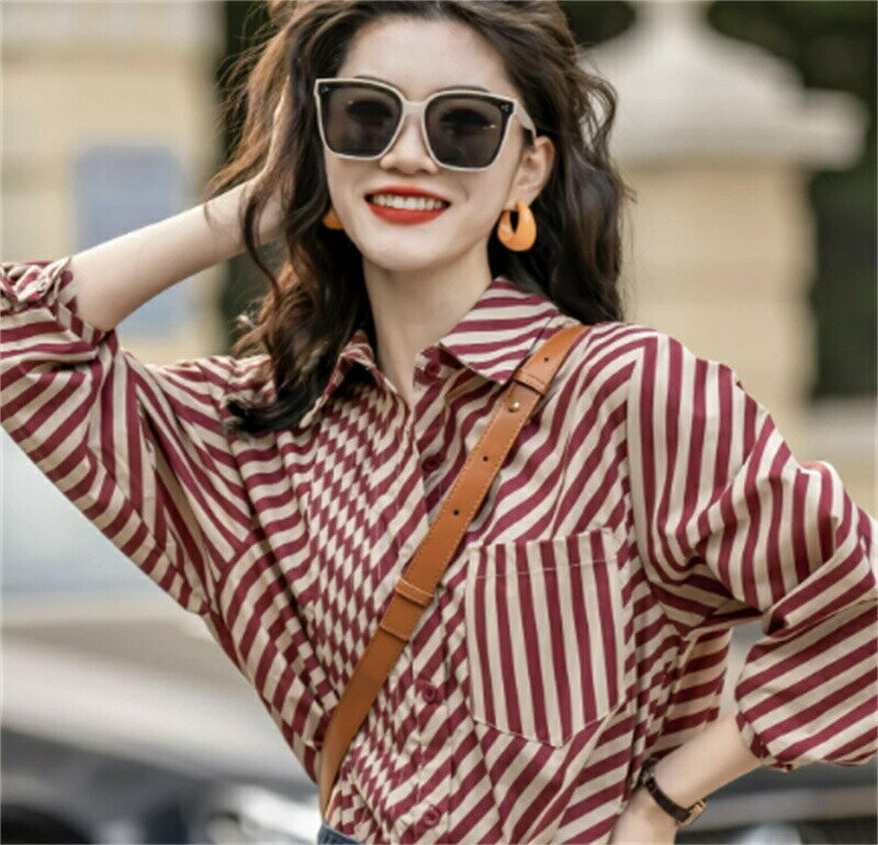 ブラウス レディース 春夏 オシャレ 長袖ブラウス シフォンブラウス オフィス 40代 30代 50代 20代 韓国風 ストライプ ブラウス 大人 通勤 OL ブラウス シャツ 着痩せ ブラウス ゆったり カジュアル ウエア トップス