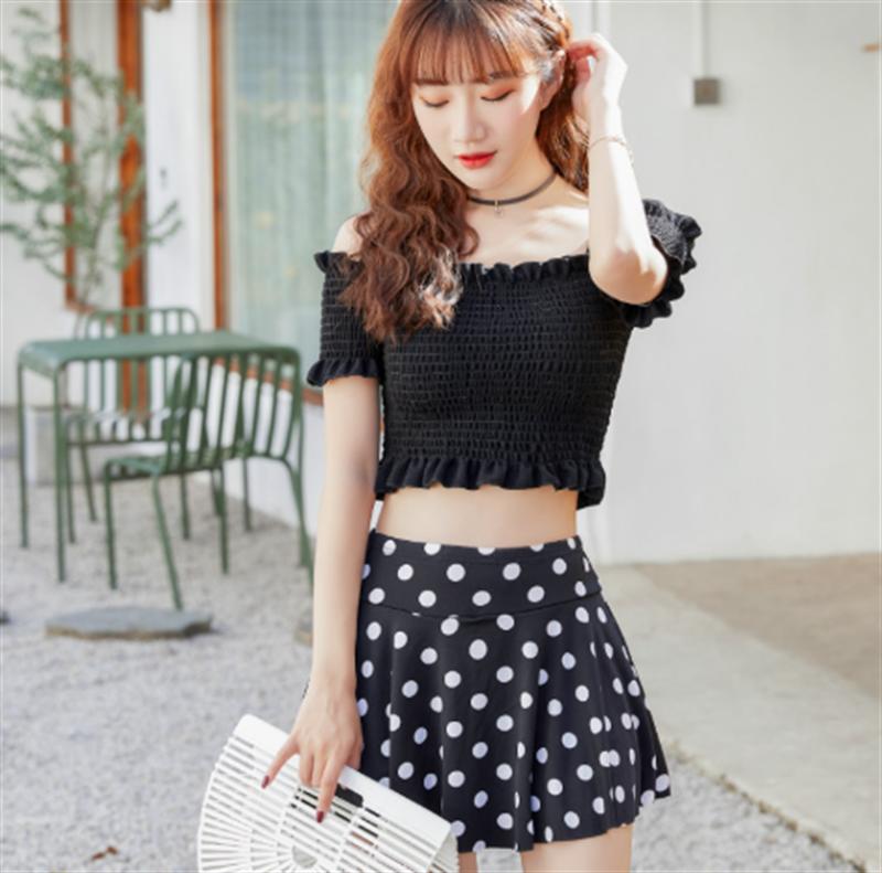 水着 レディース ワンピース 体型カバー 2点セット セパレート ビキニ スカート付き 可愛い 黒 おしゃれ かわいい ドット柄 フリル タンキニ 露出控えめ フレアスカート 海 温泉 プール 学生 ママ水着 20代 30代 40代 大きいサイズ 高校生 お洒落