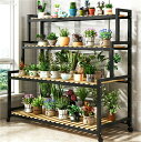 フラワースタンド プランタースタンド ガーデニング 棚屋外室内花台 ガーデンラック 観葉植物 台 植木鉢台 キャスター付き 炭素鋼ラック 錆びない3段 幅120cm*高さ100cm大容量安定 炭化工程 耐腐食性