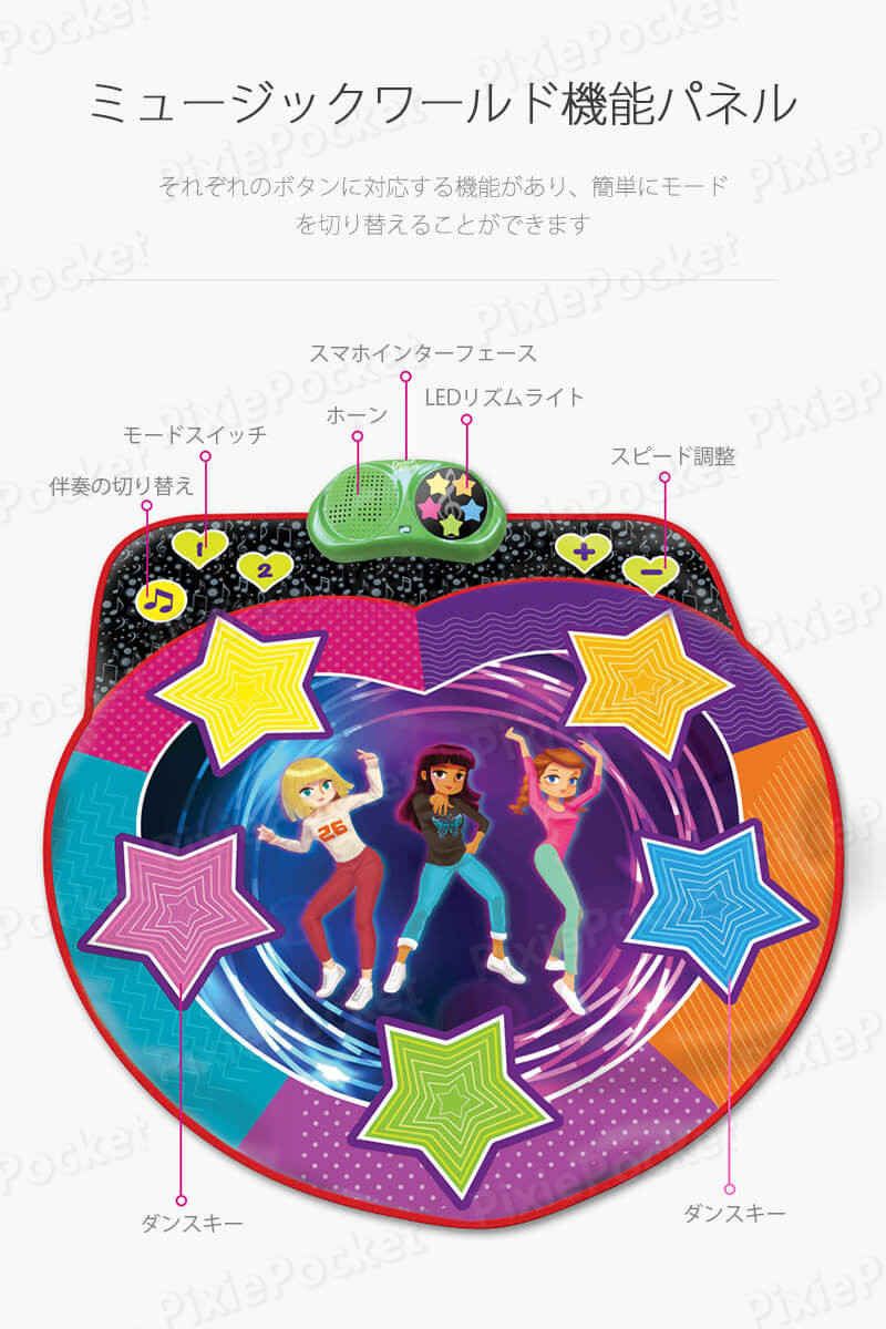 お買い物マラソン【P5倍】ピアノ おもちゃ こども 音楽再生 電池式 知育玩具 ダンスマット 音楽マット 5つのダンスキー 大きいサイズ 子供 子ども 音楽 玩具 楽器 演奏 知育 教育 子どもの日 プレゼント ギフト 贈り物 贈りもの 男の子 女の子 オモチャ 3