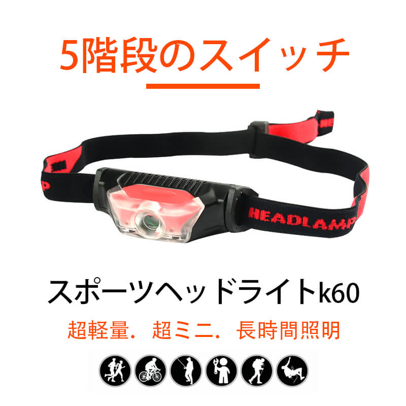 お買い物マラソン【P5倍】強光LEDミニヘッドライト 超軽量 アウトドア 頭にとりつける式 明るい 夜 釣..