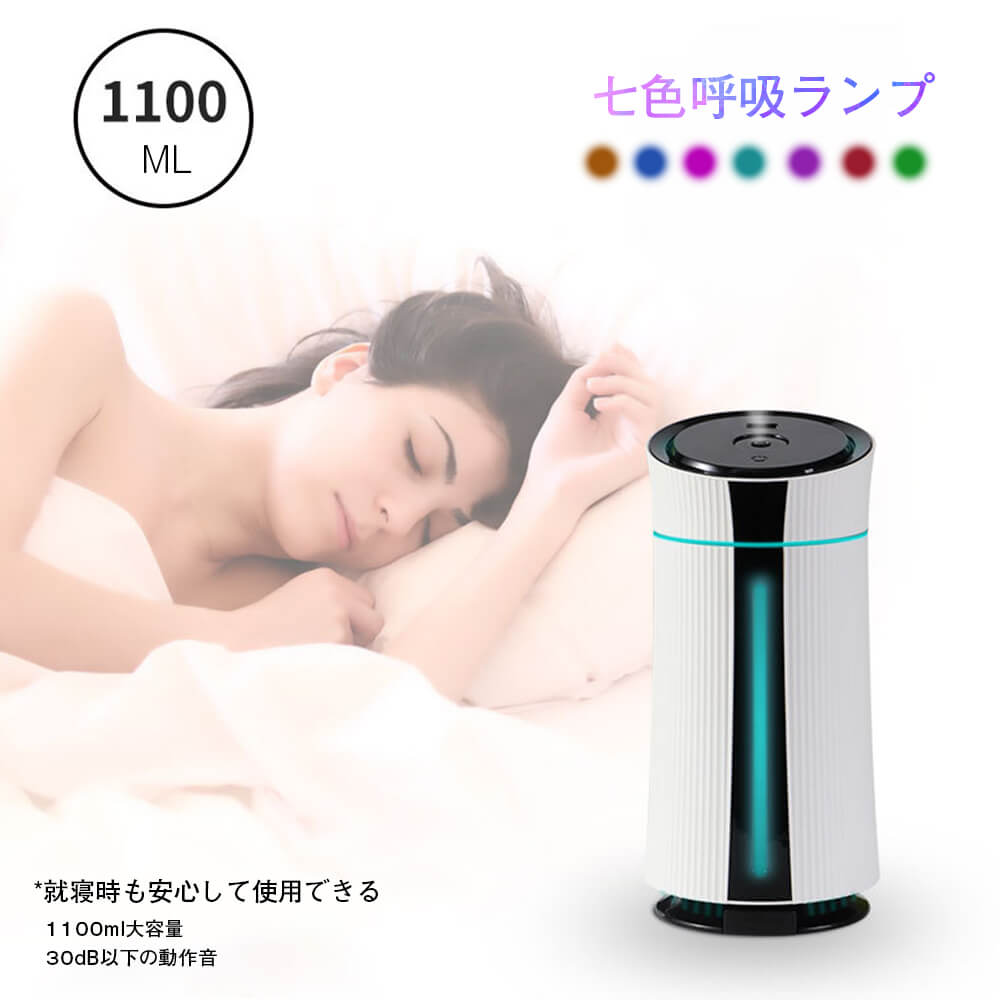 お買い物マラソン【P5倍】卓上加湿器 超音波式加湿器 LEDライト7色 ミニ加湿器 花粉症対策 肌乾燥対策 静電気防止 1150MLの大容量 静音 卓上 ハイブリット加湿器 長時間連続加湿 返品保証 マイクロミスト ディフューザー 空焚き防止 自動停止機能