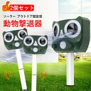 お買い物マラソン【P5倍】2個セット ソーラー 地面挿入式 アウトドア超音波 赤外線センサー 動物撃退器 多段階調節 LEDライト 害獣撃退 知能感知 のら ノ...