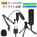 お買い物マラソン【P5倍】USBコンデンサーマイク 単一指向性 HIFIチップ トノイズ低減 プラグアンドプレイ 高音質マイク 三脚スタンド/アームセット アー...