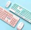 N520ワイヤレスキーボード&マウス タイプライター風 メンブレン ゲーミング USB 無線 パソコン 周辺機器 コードレス インテリア 卓上 デスク 淡い 英...