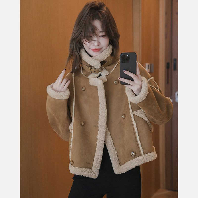 冬 ロング 大きいサイズ レディース ボア 軽量 アウター ムートンコート ジャケット 軽い キャメル ショート丈　レザー 裏ボア ペアルック ベージュ 韓国 きれいめ ブラウン