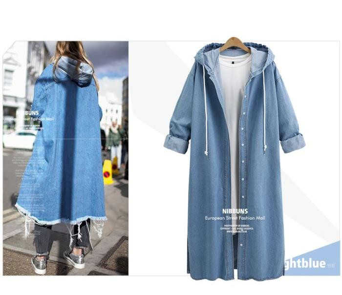 ロングコート デニムコート フード付き カジュアル ノーカラー 長袖 Gジャン デニムジャケット スプリングコート 春 春物 春コート 40代 薄手 レディース