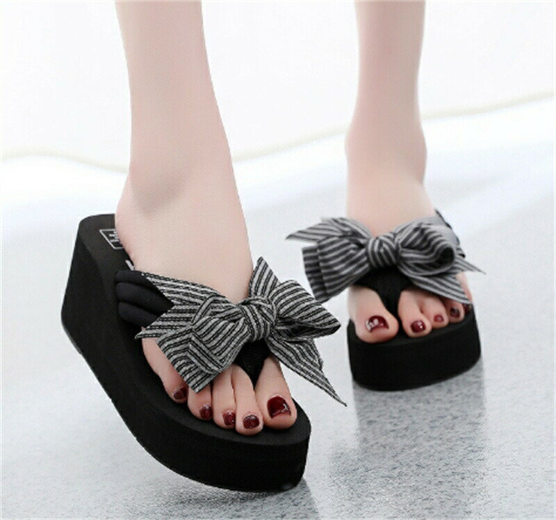 ビーチサンダル トングサンダル ローヒール ハイヒール 厚底 美脚 滑り止め ウェッジソール リゾート ハンドメイド 痛くない 歩きやすい 疲れない リボン 蝶結び ボーダー 横縞 サンダル ビーサン レディース ボヘミアン ぺたんこ 可愛い 浴衣 旅行 大人 温泉