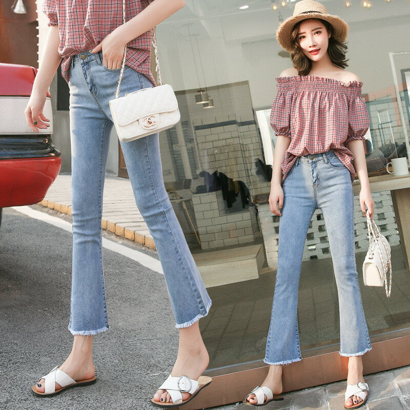 Boot Cut Jeans - 極上フィット美脚！デニムパンツ レディース 大きいサイズ スキニー デニムパンツ フレア デニム パンツ 8分丈 9分丈 春夏春 美脚 ブーツカット デニム フリンジジーンズ ジーパン 裾フレア 20代 30代 40代 ママ 母 OL オフィス