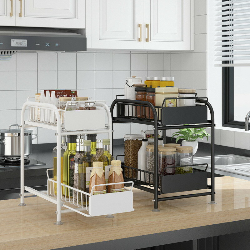 大容量 スライド シンク下収納ラック 洗面台下 引き出し 引き出し ラック ホワイト 棚 収納ラック ラック シンク下 2段 シンク下 収納 スライド ブラック キッチンラック 2段 収納 キッチンラック シンク下 食器 収納