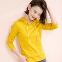 無地 ストレッチ カットソー 大きいサイズ 無地パーカー 春物 薄手 tシャツ パーカー トップス プルオーバー 長袖 白 黒 シンプル 大人 カジュアル レデ...