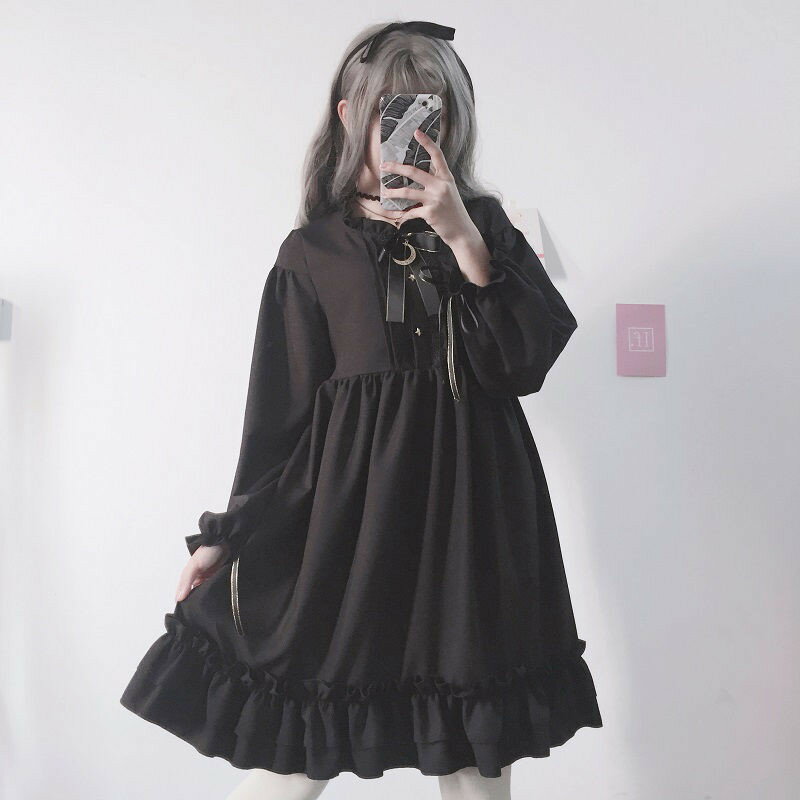 樂天商城 - ワンピース レディース 長袖 ロリータ服 Lolita 衣装 洋服 クリスマス コスプレ リボン Aライン ハイウエスト ファッション きれいめ おしゃれ お嬢様 イベント ハロウィン Cosplay