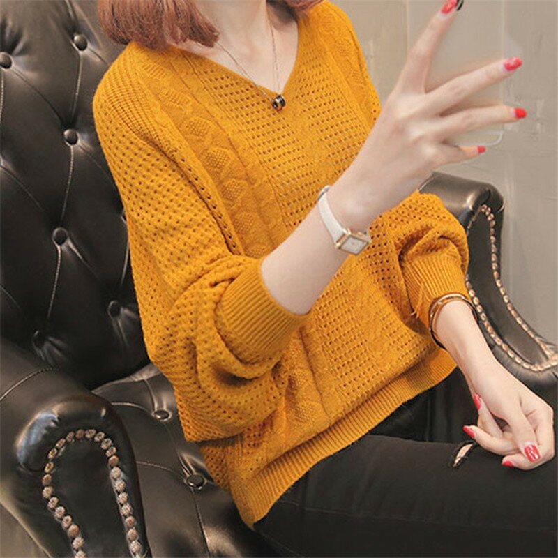 Three-Quarter Knit - 全6色！サマーニット 透かしニット ドルマン ニット Vネック 透かし編み レディース フリーサイズ ベージュ ブラウン きれいめ 大人 シンプル ゆったり プルオーバー 上品 長袖 カジュアル かわいい Vネック トップス 2023 秋 冬 春 20代 30代 40代 送料無料