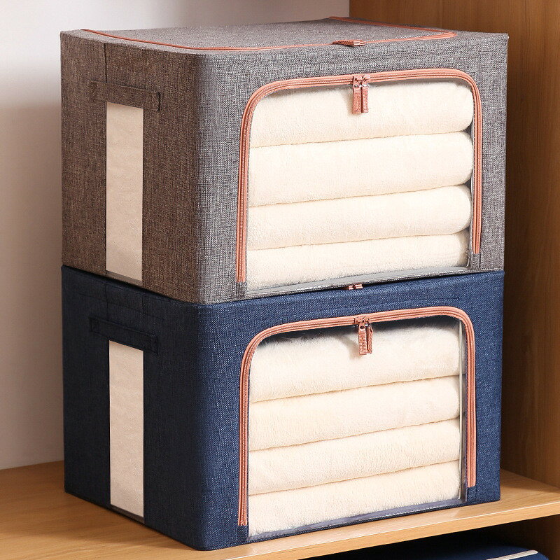 収納ボックス 50*40*33cm 66L 収納ケース ふた付き 大容量 押入れ 取っ手付き 梅雨...