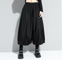 バルーンパンツ レディース タックパンツ サルエルパンツ ボトムス 裾タック 七分丈 パンツ 袴パンツ ボリューム ワイドパンツ 無地 ロングパンツ コクーンパンツ サーカスパンツ 大きいサイズ カジュアル ゆったり ウエストゴム ゆるパンツ モード 春 夏 秋 冬 送料無料
