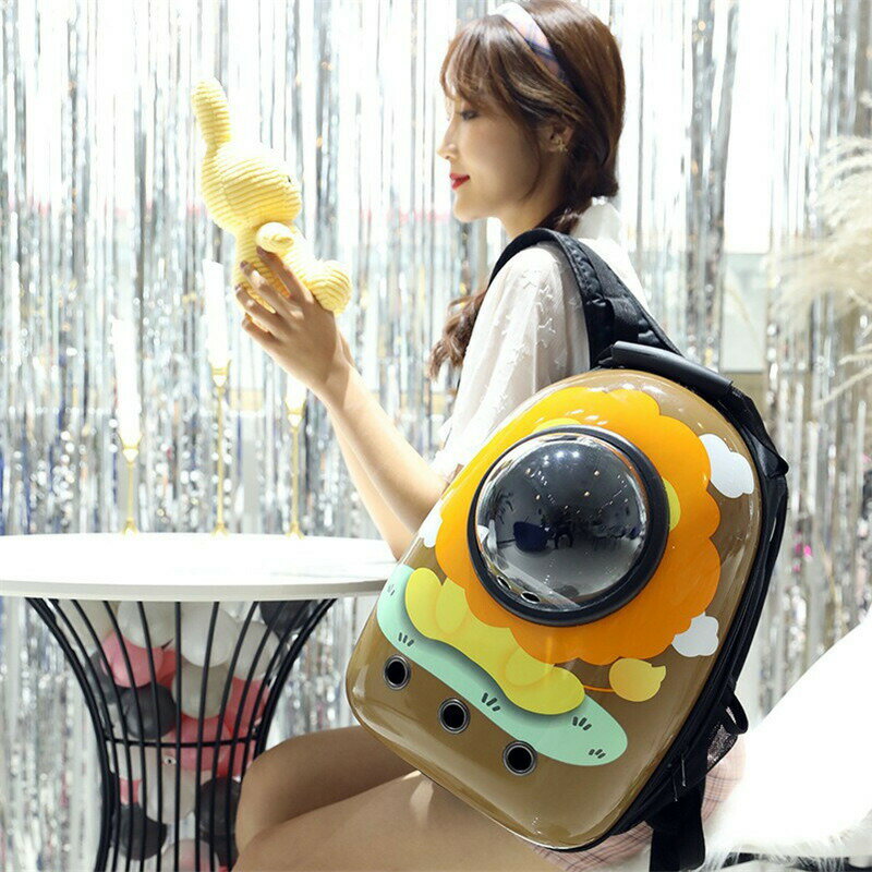 ペットキャリーバッグ 猫キャリー 犬猫兼用 宇宙船カプセル型 犬リュックサック 旅行ペットバッグ 透明 顔出し UVカット紫外線対策型 通気性 大容量 耐久性 ...