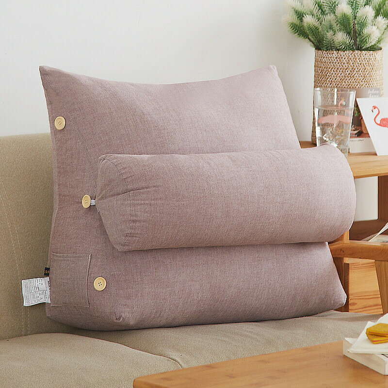 Fabrics - 背もたれ クッション 三角クッション 三角 枕 クッション テレビ枕 足枕 腰枕 3段調節 腰クッション 筒型の枕付き ポケット付き ソファ 座布団 クッション フロアクッション 12色