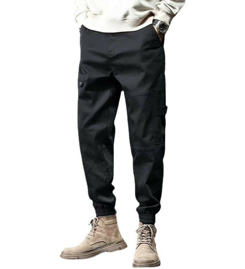 Cargo Pants - カーゴパンツ メンズ パンツ ロング丈 ズボン ワイドパンツ 春夏秋 ボトムス 無地 長ズボン ワーク ウエストゴム チノパンツ ゆったり カジュアルパンツ ロングパンツ リラックス 綿パン