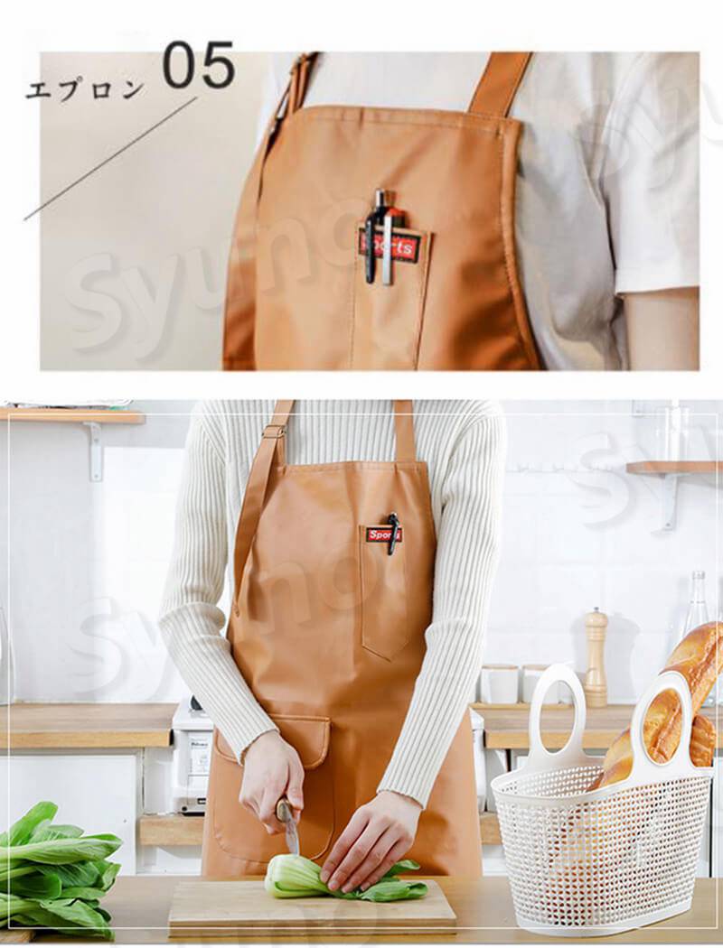 お買い物マラソン【P5倍】家庭用エプロン 家庭用エプロン 防水防油 エプロン エプロン シンプル レトロのデザイン ラップ 男女兼用 通気性 スプリット式 仕事用 保育士 カフェ 料理室 家庭用 メンズ ウーマン バックルエプロン pixiepocket-10033250 PixiePocket サンプル画像3