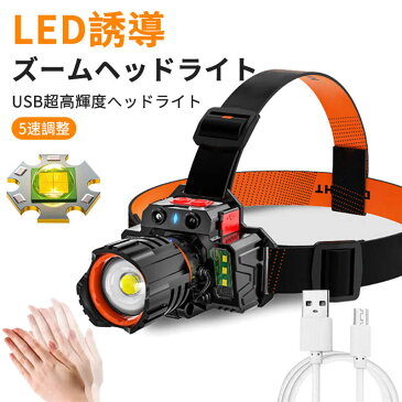 ヘッドライト 充電式 LEDヘッドランプ ヘッド ライト センサー機能 高輝度 明るい 1000LM ヘッドランプ ledヘッドライト USB充電式 防水 アウトドア キャンプ 登山 防災 サイクリング ハイキング 小型 軽量 懐中電灯 ライト