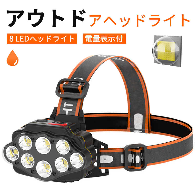 製品パラメータ 製品品名：多機能ヘッドライト コア：8個のアップグレードXPGビーズ 材質：硬質アルミニウム合金材質 バッテリ:大容量バッテリ内蔵 航続時間：10-24 H 防水：生活防水 充電：usb 重量：約290 g ギア：4ギア 生産国：中国