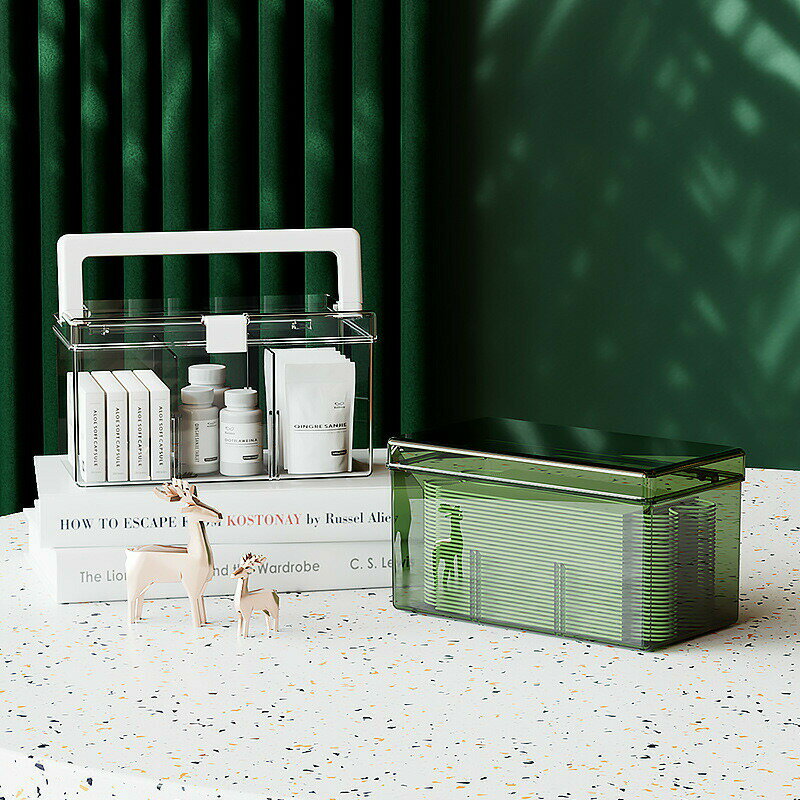 薬品収納 マスク収納 収納ボックス 収納ケース 仕切り収納 片付け収納 手提げ 整理整頓 透ける 省スペース 小物収納 雑物収納 取り付け簡単 便利 防水 防塵 2色