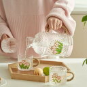 【送料無料】耐熱ガラスポット 大サイズ 2.2L ティーポット ガラス おしゃれ シンプル 可愛い 手描き 耐熱ガラス コップ 茶器 リーフポット プレゼント ...