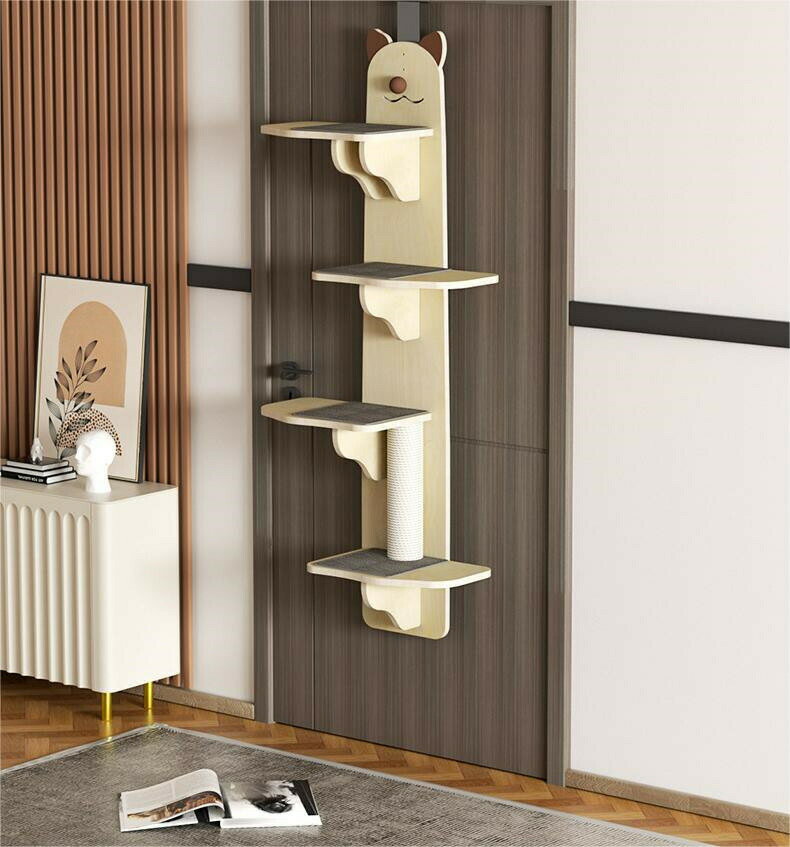 キャットツリー 据え置き スリム キャットクライマー ドアハンギングキャットタワー マルチレベルキャットコンド クラウドシェルフボード ハウス付き 猫タワー シニア 運動不足 猫ちゃん 組み立て 設置 簡単 爪とぎ 階段 スクラッチ 多頭 猫 ねこ 省スペース ペット用品