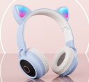 ヘッドホン ワイヤレスヘッドホン bluetooth5.0 LEDライト付き 猫耳 光る 折り畳み式 マイク内蔵 高音質 軽量 密閉型 無線 柔らかい ブルート...