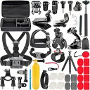 GoPro ゴープロ アクセサリー 50点セット GoPro HERO GoPro 7 8 9 10 対応 Black マウント 自撮り棒 三脚 ヘルメットマウント 胸マウント セルフィースティック アクションカメラ 防水 吸盤 車載 アクセサリーセット 互換性 水中撮影 自転車 バイク