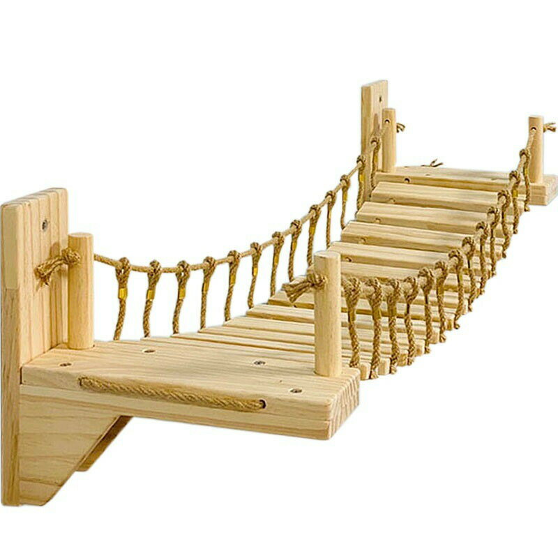 最安値挑戦/キャットタワー キャット ステップ キャットハンモック はしご 木製 吊り橋 猫ベッド 遊び場 ハンモック 壁用 棚板 ストレス解消 運動不足解消 ...