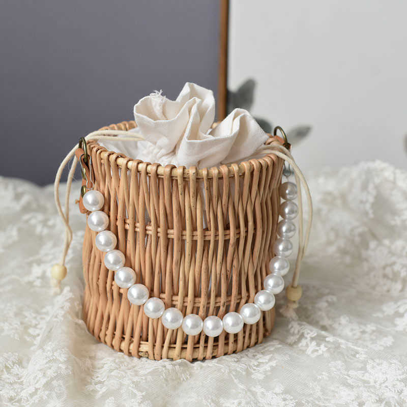 巾着付き かごバッグ 夏 可愛い パール付き 手提げ 編みバッグ パール持ち手 バッグ バスケットバッグ ハンドバッグ かご バッグ 編みかご 編みバッグ おしゃれ かぎ編み