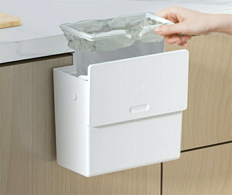 送料無料 ごみ箱 扉に掛ける ゴミ箱 壁掛け シンク 扉 蓋付き スライドフタ ぶら下げ キッチン 洗面台 ..