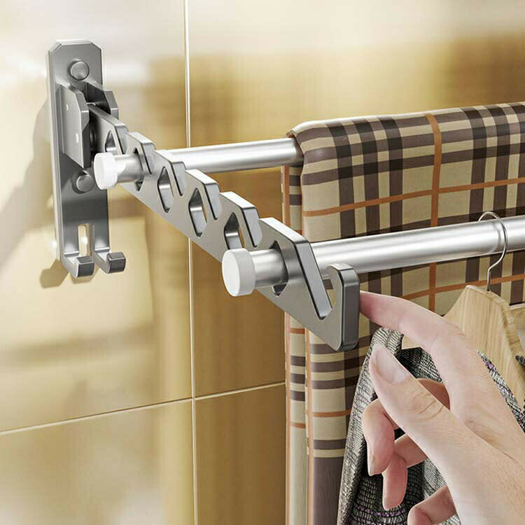 省スペース ベランダ バスルーム ハンガーラック 壁掛け 部屋干し掛け 物干し竿 180&deg;回転可能 物干..