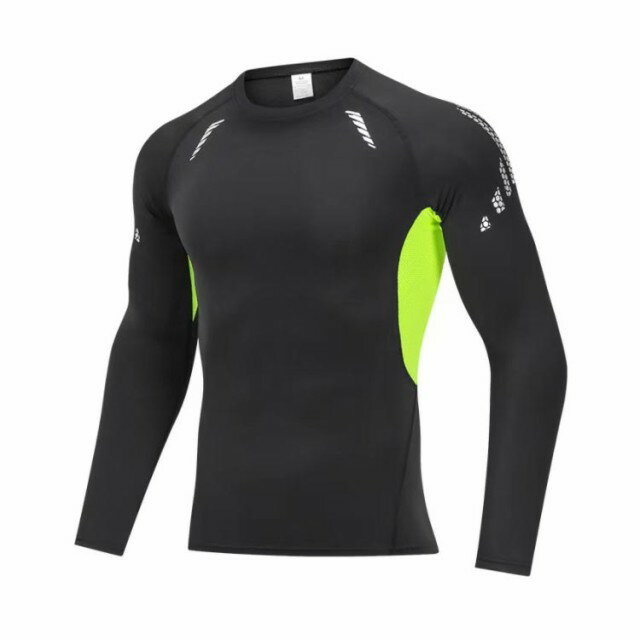 2枚セット!メンズ インナーシャツ 長袖 丸首 コンプレッション クルーネック ロングスリーブ ゴルフ トレーニング 運動 吸汗速乾 抗菌防臭 通気性 アンダー...