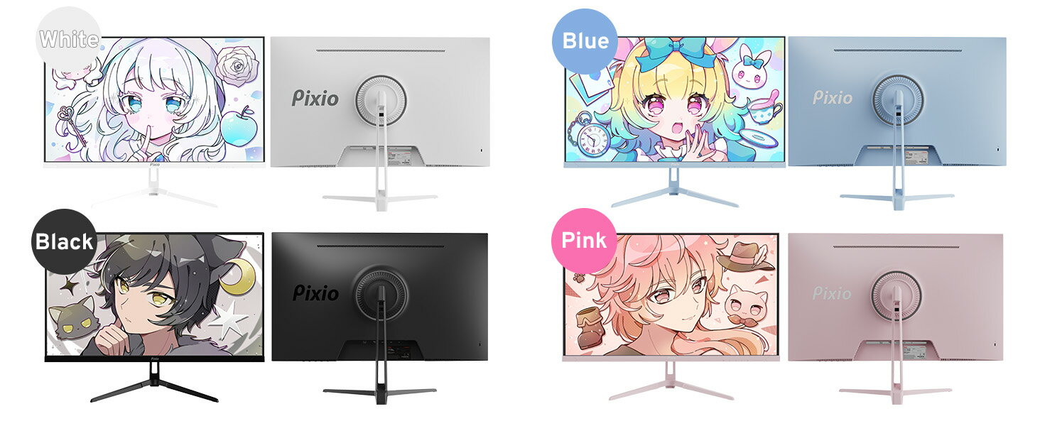 Pixio PX275 Wave ゲーミングモニター 27インチ WQHD 100Hz IPS ホワイト 白 パステル ブルー 水色 ピンク ブラック 黒 サブモニター サブディスプレイ リモートワーク かわいい ピクシオ - Image 2