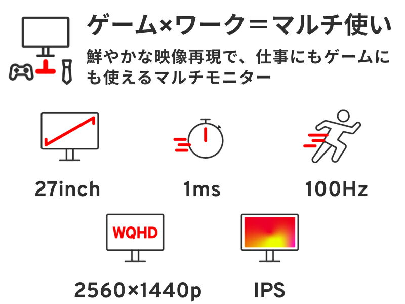 Pixio PX275 Wave ゲーミングモニター 27インチ WQHD 100Hz IPS ホワイト 白 パステル ブルー 水色 ピンク ブラック 黒 サブモニター サブディスプレイ リモートワーク かわいい ピクシオ - Image 3