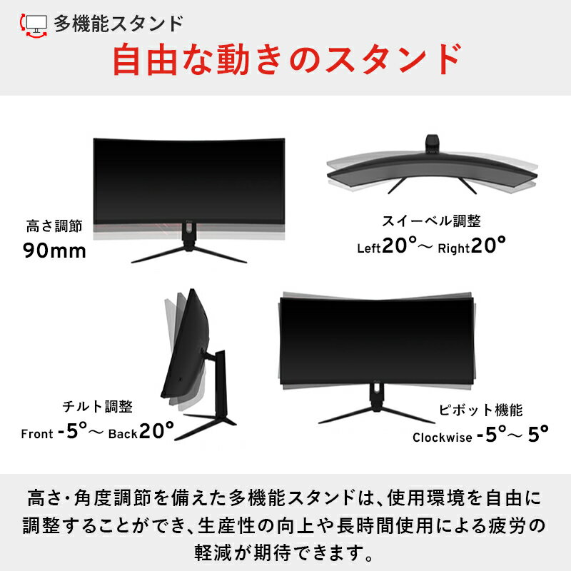 【10%OFFクーポン！～5/16 9:59】ウルトラワイドモニター 144hz 34インチ 湾曲 モニター UWQHD pcモニター ゲーミングモニター 液晶ディスプレイ VA ノングレア スピーカー搭載 HDR VESA 壁掛け FreeSync 34型 新品 Pixio ピクシオ 公式【2年保証】 PXC348C 3