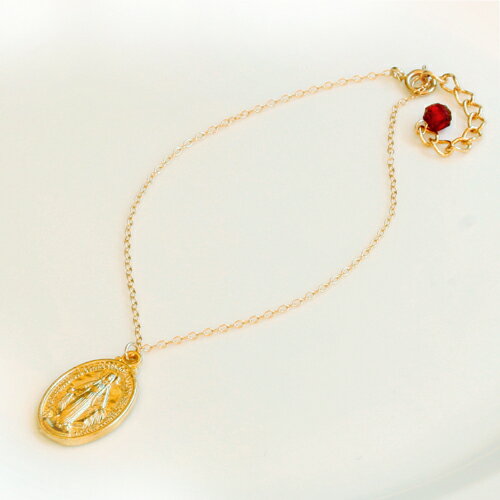 ★メール便送料無料★ジーザスキリスト コイン 14kgf(ゴールドフィルド)ブレスレット レディース シンプル K14GF ゴールド 人気 流行 金属アレルギー...