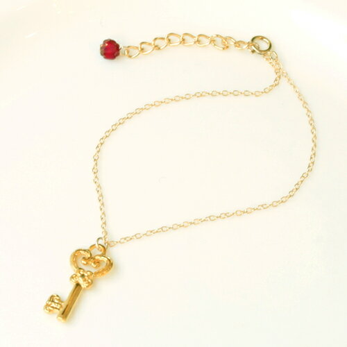 ★メール便送料無料★アンティークキー 14kgf(ゴールドフィルド) ブレスレット レディース シンプル K14GF ゴールド 人気 流行 金属アレルギー対応 ...